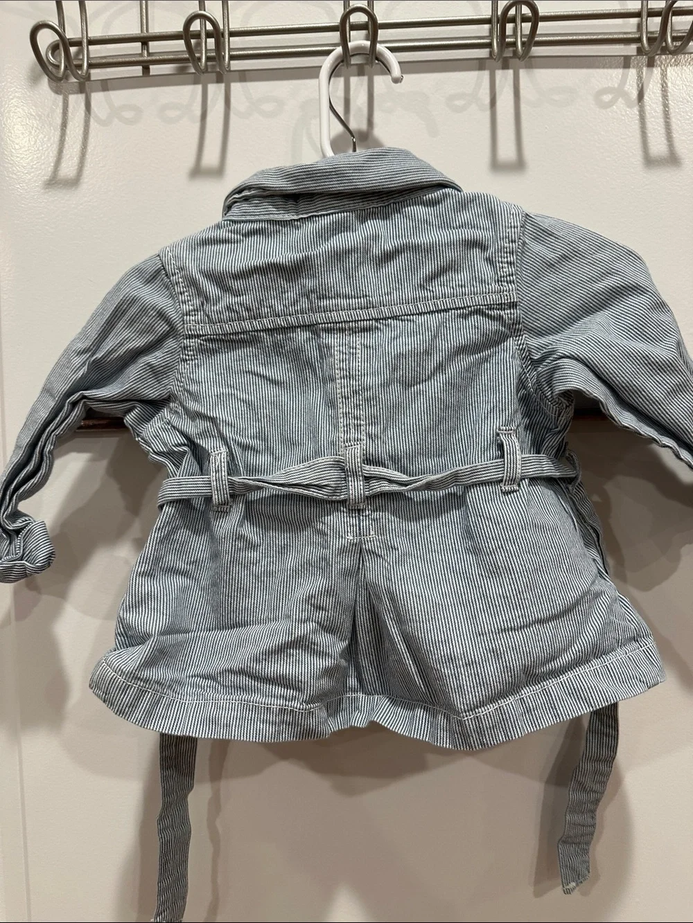 Carter's Light Blue and White Striped Kids Pea Coat